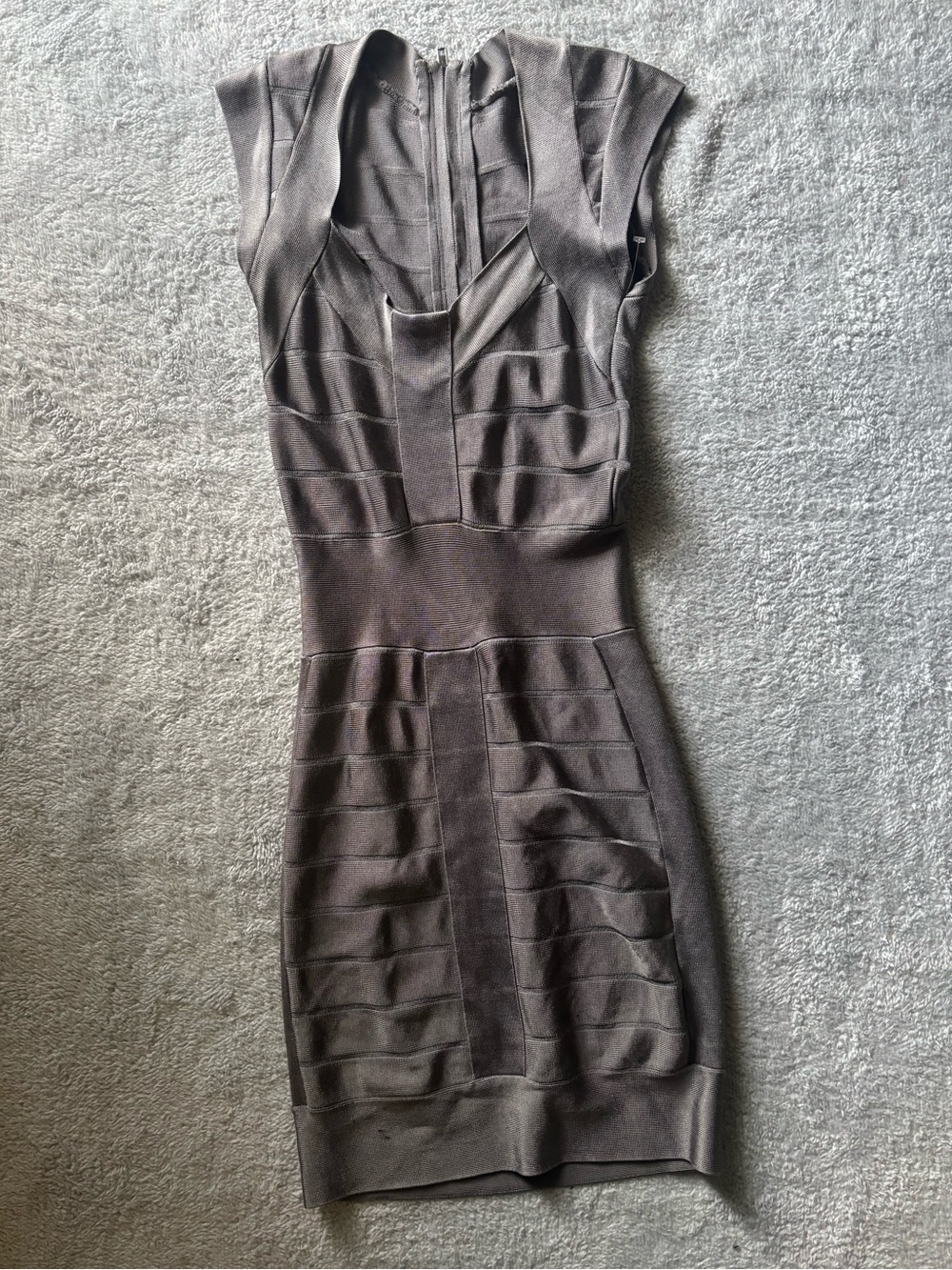 Fitted Taupe Bandage Dress - Women's Bodycon Dress
